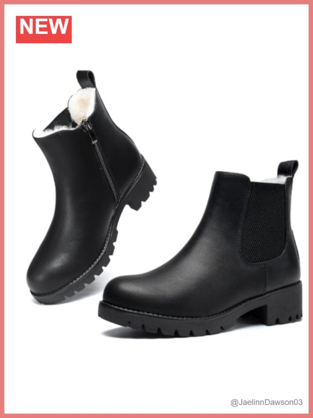 Women's Fur Lined Chunky Lug Sole Ankle Booties Chelsea Winter Boots